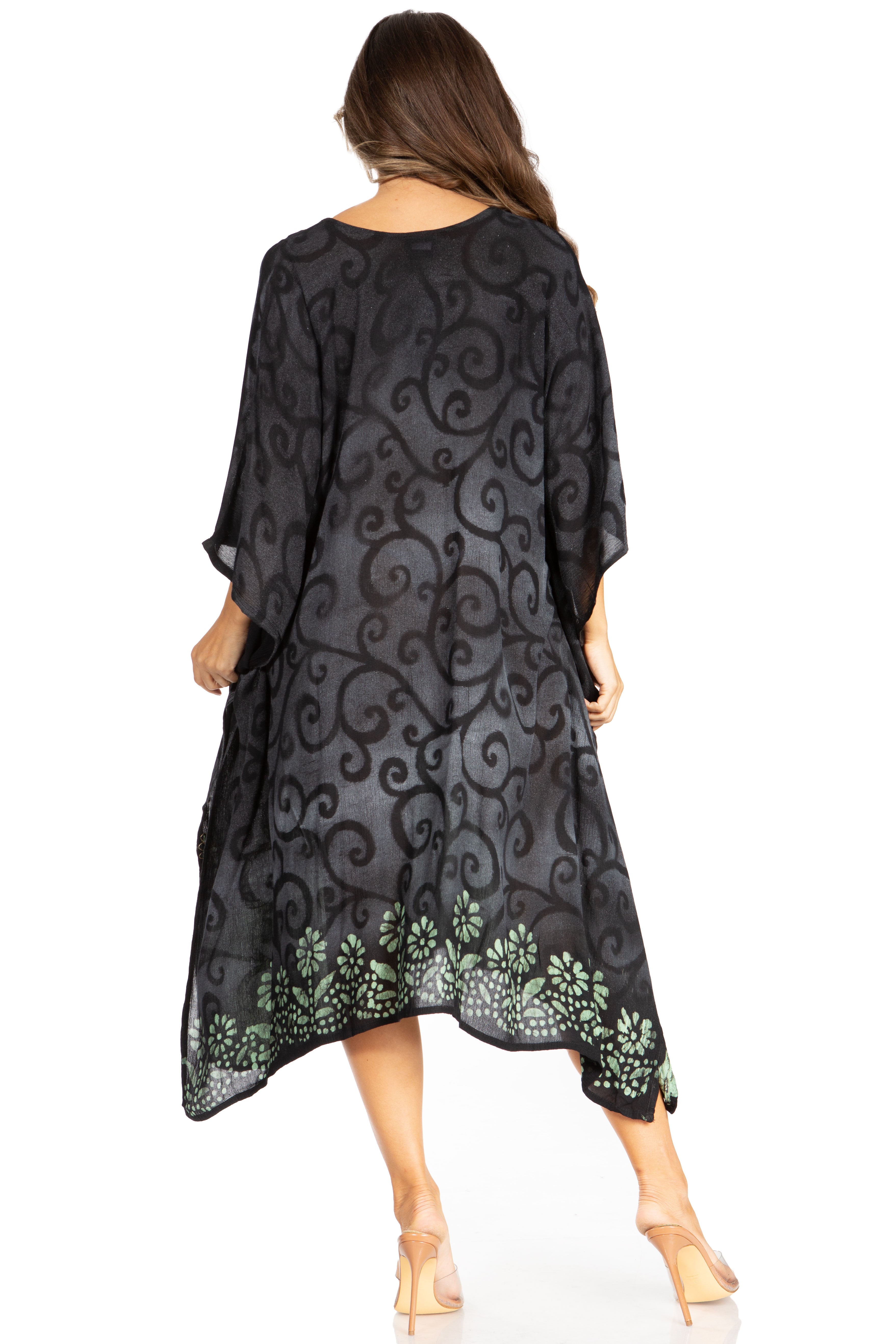 Sakkas Clementine Women's Tie Dye Caftan Dress/Cover Up Beach Kaftan Boho Summer